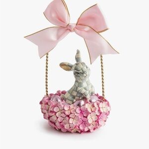 MacKenzie-Childs Pink and White Bunny Basket